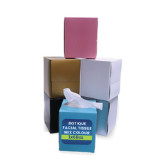 Botique Facial Tissue Box – Premium Soft 2-Ply Tissue Paper | Multiple Colors (White, Black, Golden, Pink, Mix) | 1x6 Boxes