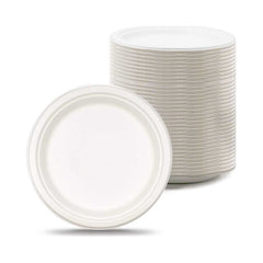 Bagasse Round Plates – Multiple Sizes | Eco-Friendly Biodegradable Disposable Plates | Bulk Pack