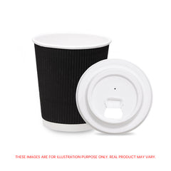 Black Ripple Wall Paper Cup with Bagasse Lid