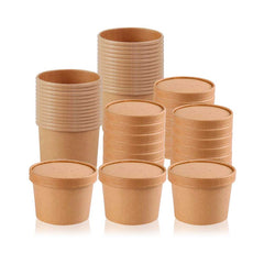 Kraft Soup Cup Brown With Lid 1X500 Pieces