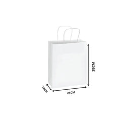 White Paper Bags with Twisted Handles – Premium Kraft Shopping Bags in Bulk | Multiple Sizes | Recyclable Gift & Retail Carry Bags – 250 PCS Pack