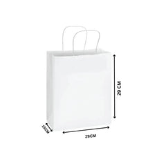 White Paper Bags with Twisted Handles – Premium Kraft Shopping Bags in Bulk | Multiple Sizes | Recyclable Gift & Retail Carry Bags – 250 PCS Pack