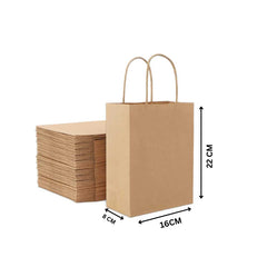 Brown Kraft Paper Bags | Twisted Handle | Multiple Sizes | 250 PCS Bulk Pack