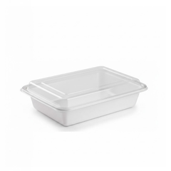 White Rectangular Microwave Container with Lid
