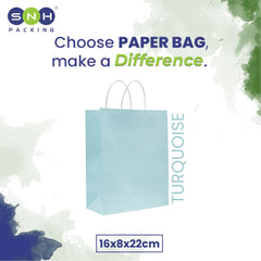 Turquoise Paper Bag 16X8X22CM Twisted Handle