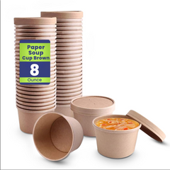 وعاء حساء دائري من كرافت مع غطاء عبوة من 10 قطع