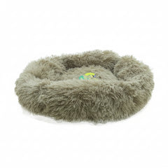 Grizzly Velor Round Plush Beige Dog Bed Small - 50 x 15cm