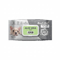 Absorb Plus Charcoal Pet Wipes Aloe Vera Scented - 80PCS