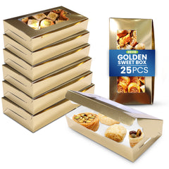 Paper Sweet Box Gold/White with Window – Multiple Sizes