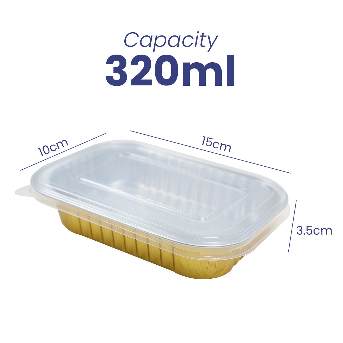 Gold Aluminum Foil Container 320ML With Lid - Your One Stop Solution UAE