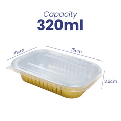Gold Aluminum Foil Container 320ML With Lid - Your One Stop Solution UAE