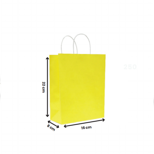 Yellow Paper Bags with Twisted Handles – Premium Kraft Shopping Bags in Bulk | Multiple Sizes | Recyclable Gift & Retail Carry Bags – 250 PCS Pack