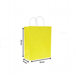 Yellow Paper Bags with Twisted Handles – Premium Kraft Shopping Bags in Bulk | Multiple Sizes | Recyclable Gift & Retail Carry Bags – 250 PCS Pack