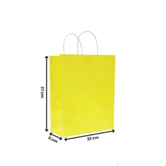 Yellow Paper Bags with Twisted Handles – Premium Kraft Shopping Bags in Bulk | Multiple Sizes | Recyclable Gift & Retail Carry Bags – 250 PCS Pack