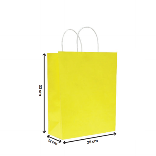 Yellow Paper Bags with Twisted Handles – Premium Kraft Shopping Bags in Bulk | Multiple Sizes | Recyclable Gift & Retail Carry Bags – 250 PCS Pack