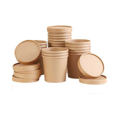 Kraft Soup Cup Brown With Lid 1X500 Pieces
