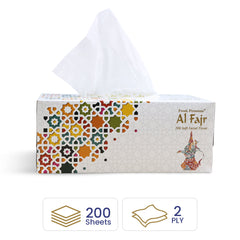 AL FAJR Facial Tissue – 200 Sheets | Pack of 5 or 15 Boxes (5 Boxes x 1Pkt / 5 Boxes x 3Pkts)