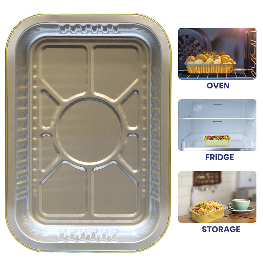 Gold Aluminum Foil Container 320ML With Lid - Your One Stop Solution UAE