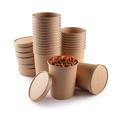 Kraft Soup Cup Brown With Lid 1X500 Pieces