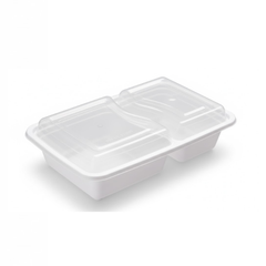 White Rectangular Microwave Container with Lid