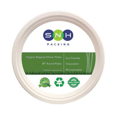 Bagasse Biodegradable Plate White 10Inch 500 Pieces - Your One Stop Solution UAE