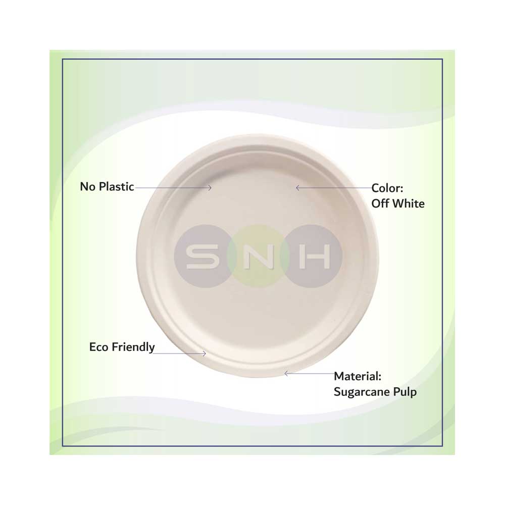 Bagasse Biodegradable Plate White 7 Inch 1000 Pieces - Your One Stop Solution UAE