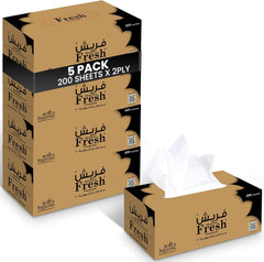Fresh Facial Tissue – 200 Sheets | 2-Ply | 5 BXS PKT