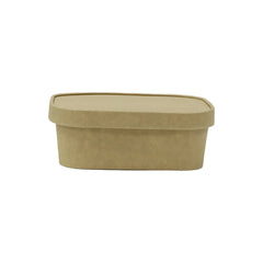 Kraft Rectangular Paper Containers – 500ml–1000ml | Paper/PP Lids | 300 PCS
