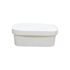 White Rectangular Paper Containers – 500ml–1000ml | Paper/PP Lid | Eco-Friendly Packaging