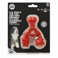 Tasty Bone Nylon Trio Dog Chew Toy, Durable & Indestructible Chew for Small Dogs, Beef Flavor