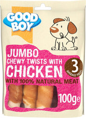GOOD BOY Armitage Jumbo Chicken Chewy Twists - 100G