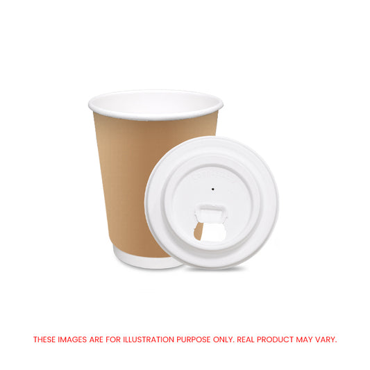 Brown Double Wall Paper Cups with Bagasse Lids