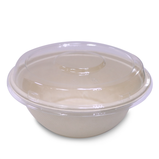 Bagasse Round Containers with Lids | CH550–CH1000 | Eco-Friendly Takeaway Boxes | Bulk Pack