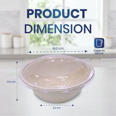 Bagasse Round Containers with Lids | CH550–CH1000 | Eco-Friendly Takeaway Boxes | Bulk Pack