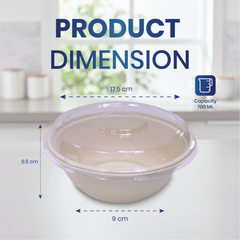 Bagasse Round Containers with Lids | CH550–CH1000 | Eco-Friendly Takeaway Boxes | Bulk Pack