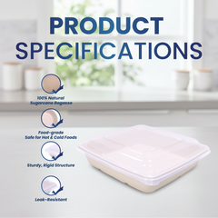 Bagasse Square Food Containers with Lids | Eco-Friendly Packaging