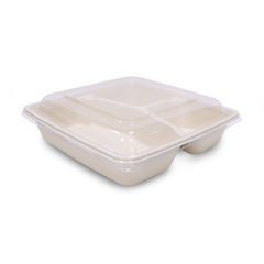 Bagasse Square Food Containers with PET, PP & Bagasse Lids – Eco-Friendly Packaging