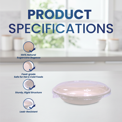 Bagasse Round Containers with Lids | CR12–CR40 | Eco-Friendly Takeaway Bowls | Bulk Pack