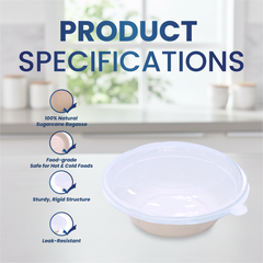 Bagasse Round Containers with Lids | CR12–CR40 | Eco-Friendly Takeaway Bowls | Bulk Pack