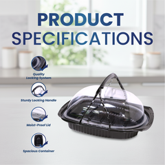 Black 380oz Chicken Container with Hood – Food Storage & Takeaway Box