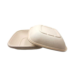 Bagasse Square Container 32 Oz Pet Lid 1X300 Pieces - Your One Stop Solution UAE