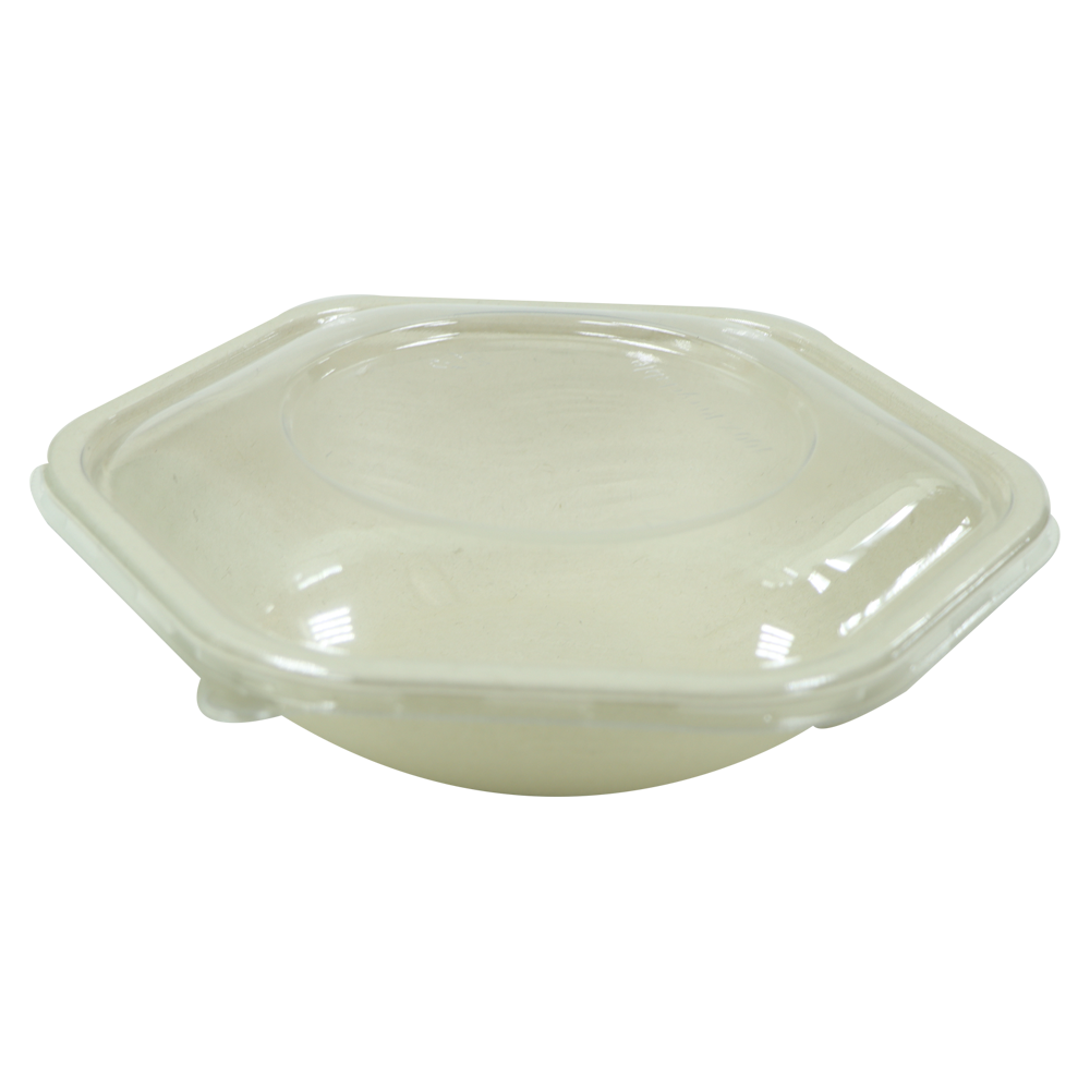 Bagasse Hexagon Shape Bowl 750ML With Pet Lid 300 Pieces - Your One Stop Solution UAE