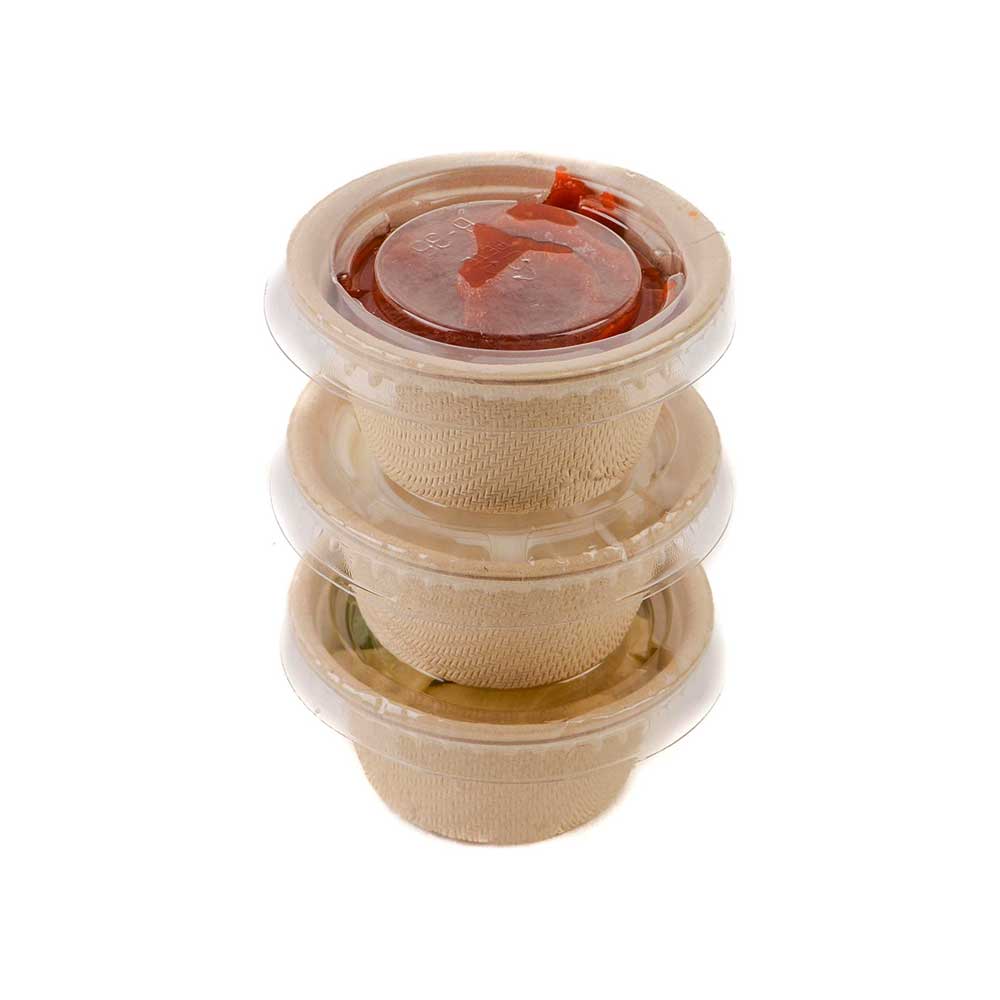 Bagasse Sauce Cup With Clear Lid 4 OZ 1X1000 Pieces - Your One Stop Solution UAE