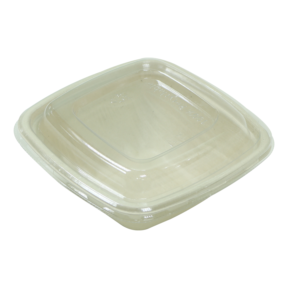 Bagasse Square Shape Bowl 350ML With Lid 600 Pieces - Your One Stop Solution UAE