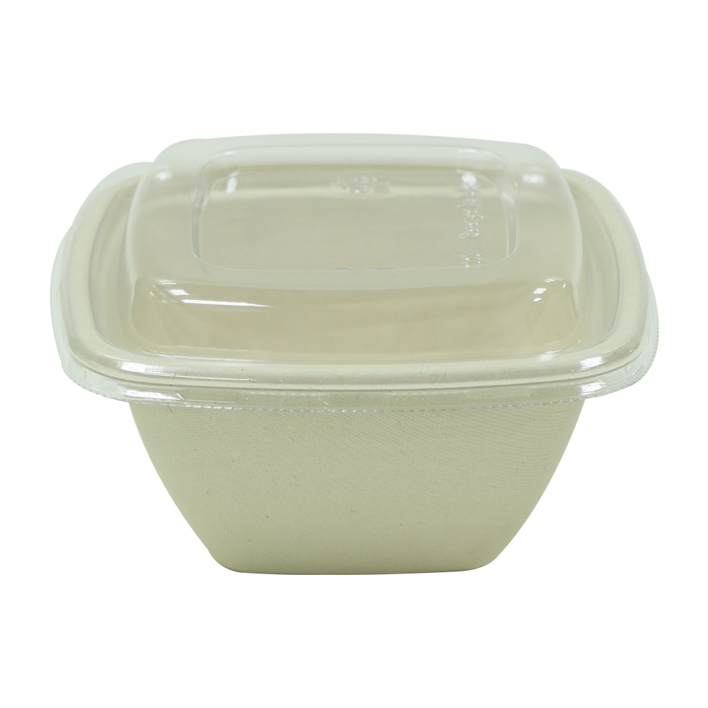 Bagasse Square Shape Bowl 500ML With Lid 600 Pieces - Your One Stop Solution UAE
