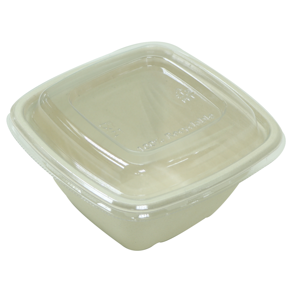 Bagasse Square Shape Bowl 500ML With Lid 600 Pieces - Your One Stop Solution UAE