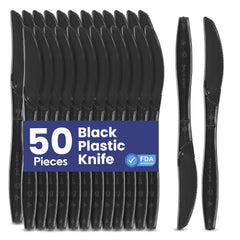 Black Plastic Knife Heavy Duty Cutlery