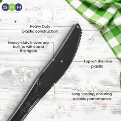 Black Plastic Knife Heavy Duty Cutlery
