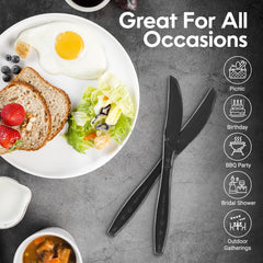 Black Plastic Knife Heavy Duty Cutlery