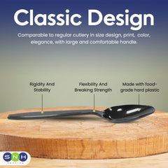 Black Plastic Spoon Heavy Duty Cutlery